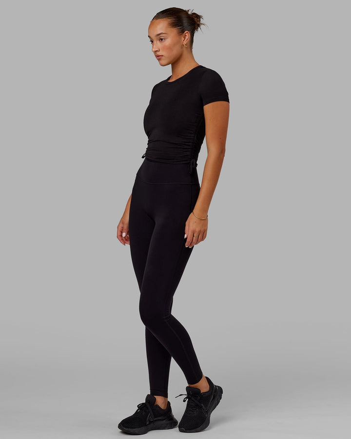 Woman Wearing Kick On Cropped Tee - Black