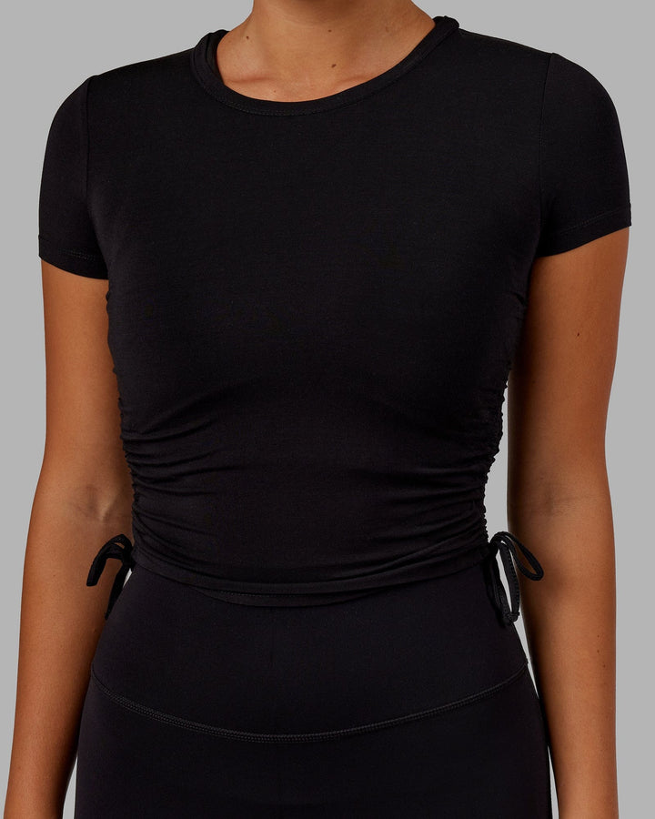 Woman Wearing Kick On Cropped Tee - Black