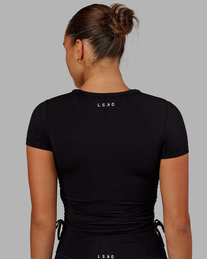 Woman Wearing Kick On Cropped Tee - Black