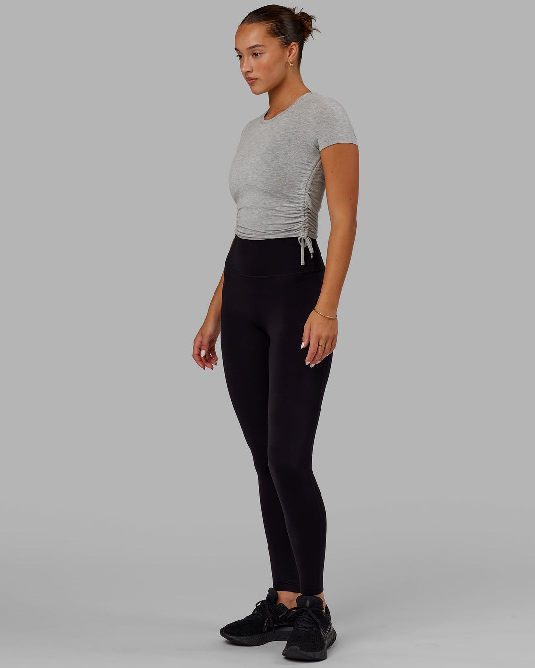 Woman Wearing Kick On Cropped Tee - Lt Grey Marl