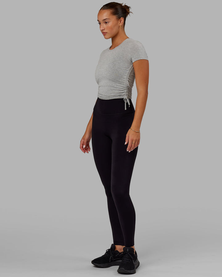 Woman Wearing Kick On Cropped Tee - Lt Grey Marl