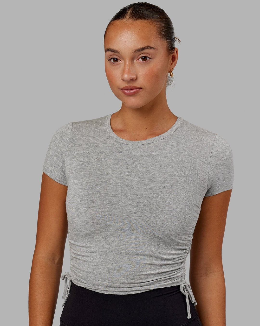 Woman Wearing Kick On Cropped Tee - Lt Grey Marl