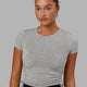 Woman Wearing Kick On Cropped Tee - Lt Grey Marl