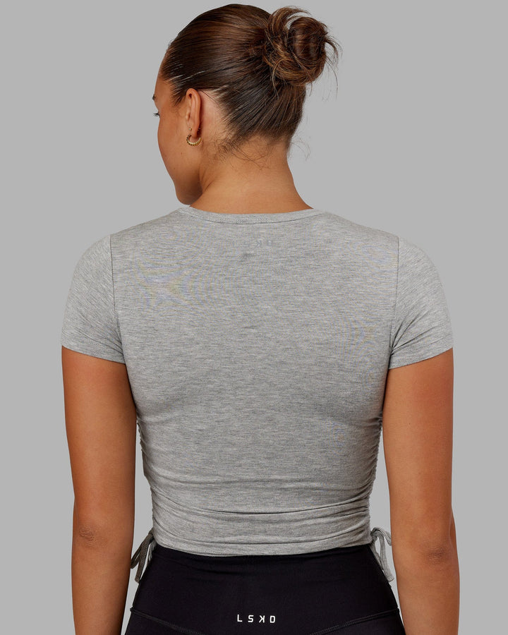 Woman Wearing Kick On Cropped Tee - Lt Grey Marl