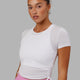Woman Wearing Kick On Cropped Tee - White