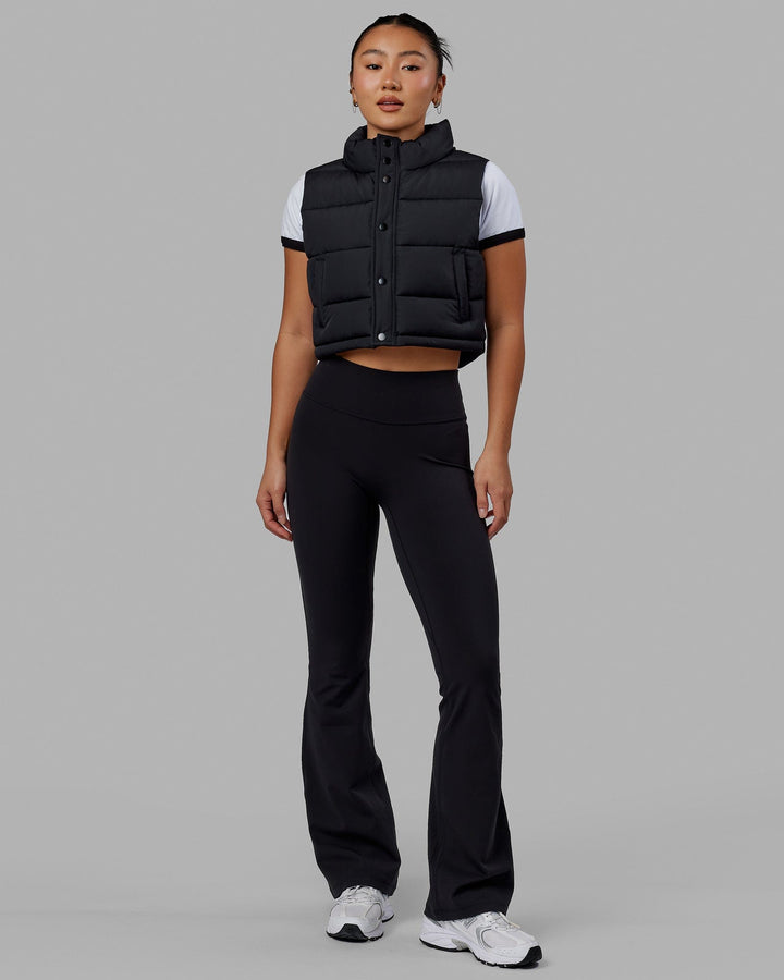 Woman wearing Layer Up Cropped Vest - Black