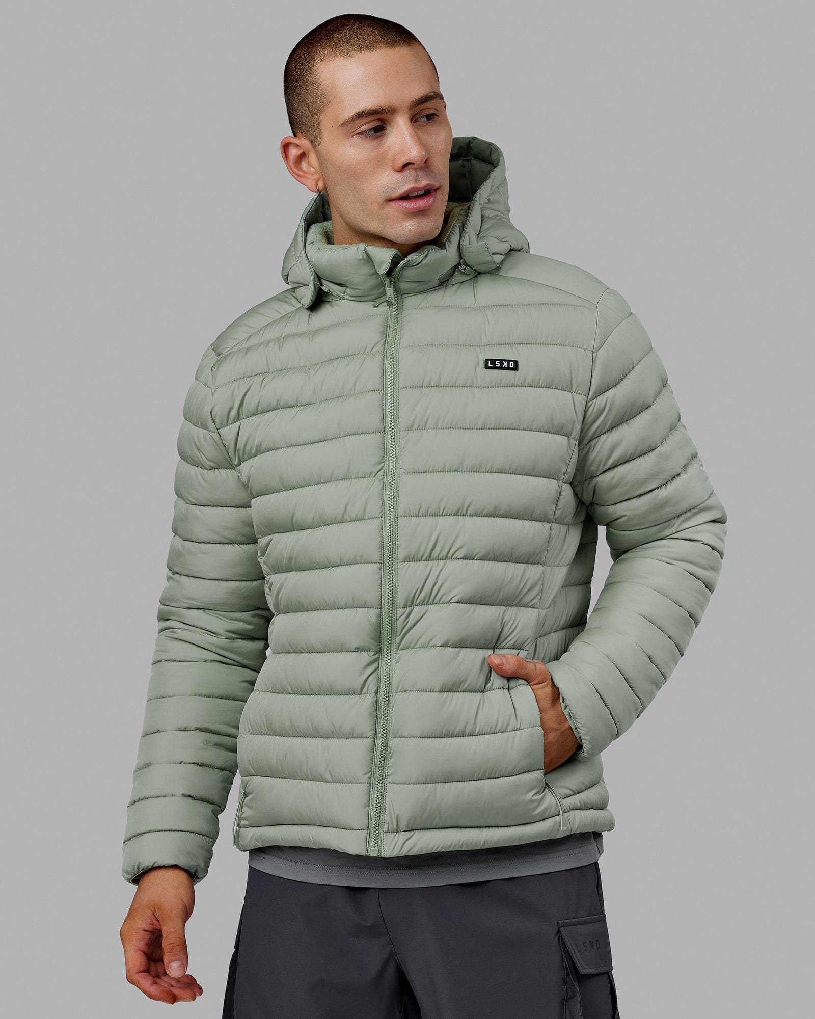Green lightweight best sale puffer jacket
