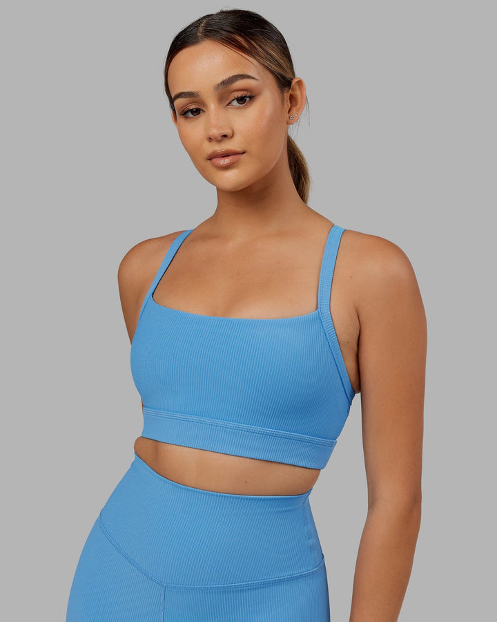 Momentum Ribbed Sports Bra - Azure Blue