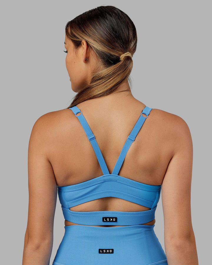 Momentum Ribbed Sports Bra - Azure Blue