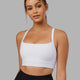 Woman Wearing Momentum Ribbed Sports Bra - White