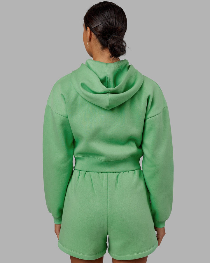 Woman wearing Motion Cropped Hoodie - Apple Mint