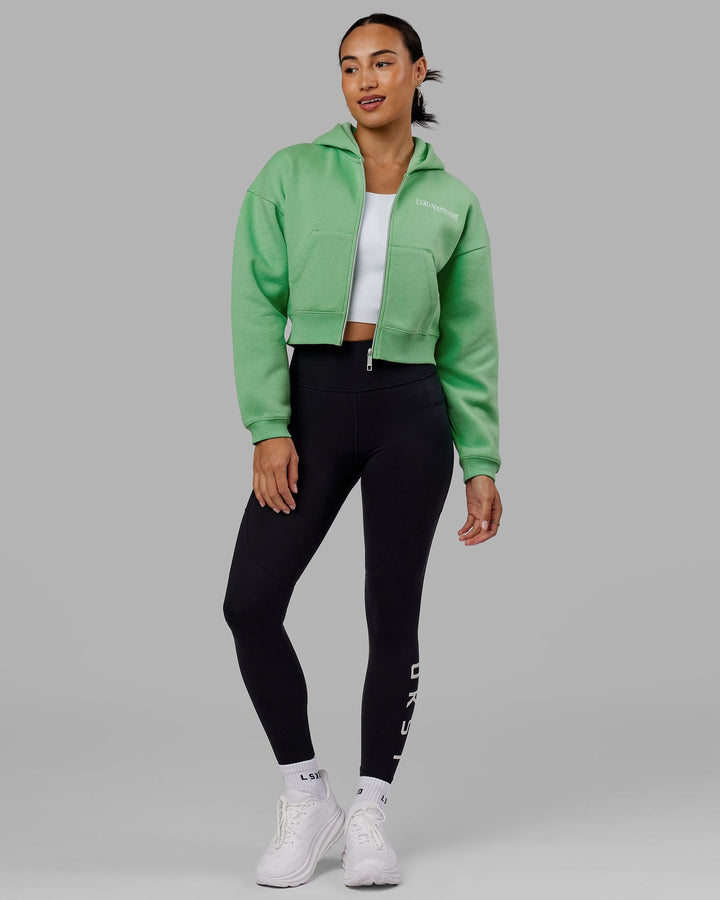 Woman wearing Motion Cropped Hoodie - Apple Mint
