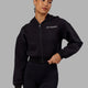 Woman wearing Motion Cropped Hoodie - Black