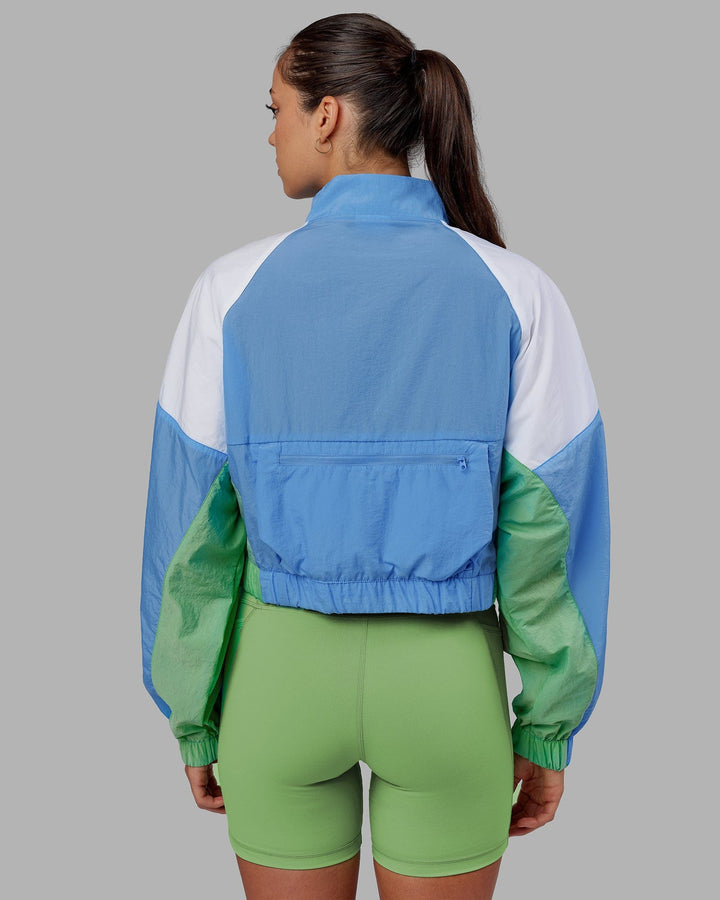 Woman wearing Nostalgia Track Jacket - Azure Blue