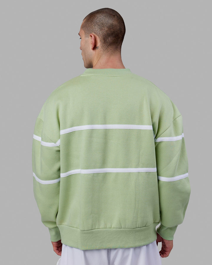 Man wearing Unisex Parallel Sweater Oversize - Green Fig