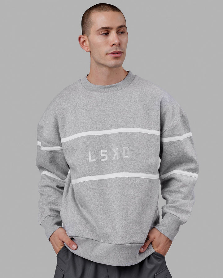 Man wearing Unisex Parallel Sweater Oversize - Lt Grey Marl