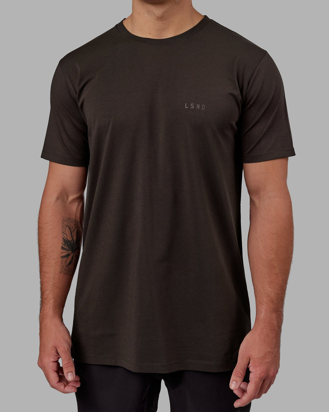 Man wearing PimaFLX Tee - Dark Walnut