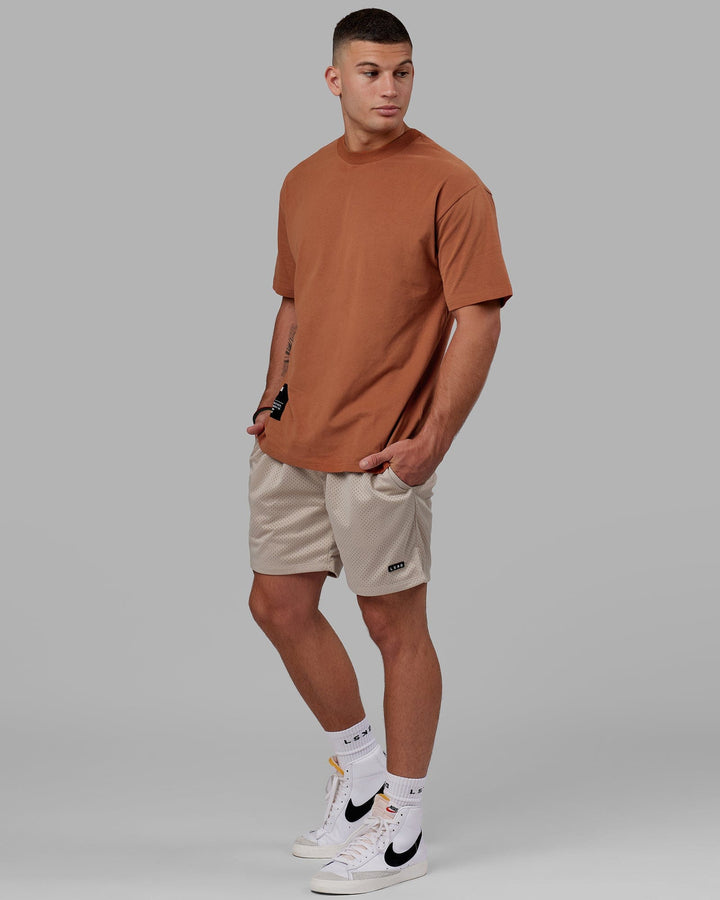 Man wearing R&D Heavyweight Oversize Tee - Hazel