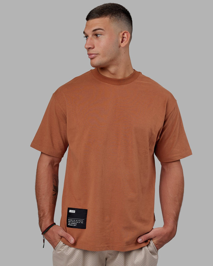 Man wearing R&D Heavyweight Oversize Tee - Hazel