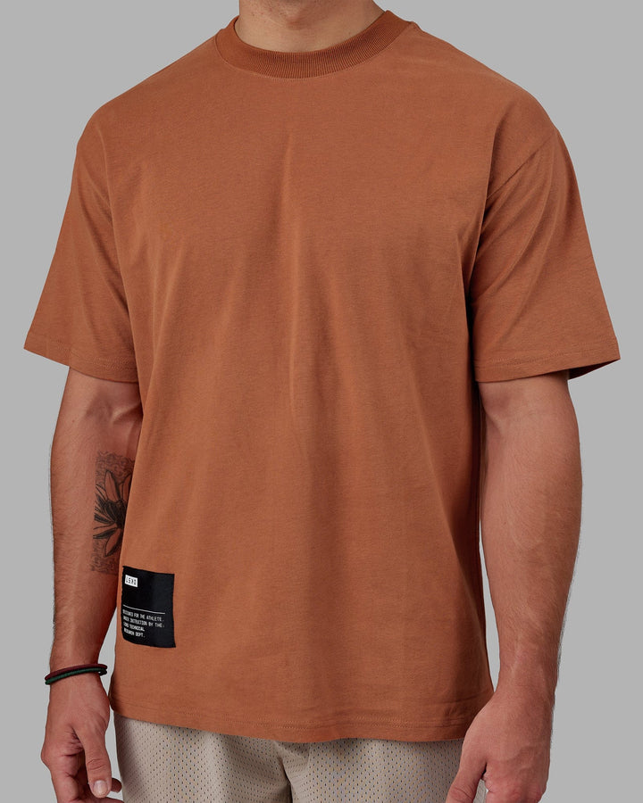 Man wearing R&D Heavyweight Oversize Tee - Hazel