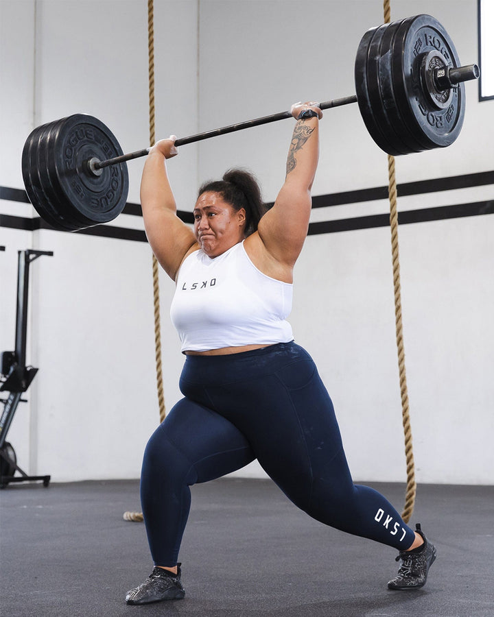 Woman wearing Rep Full Length Tight - Navy
