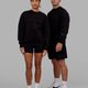 Duo wearing Unisex Slam Sweater Oversize - Black-Black