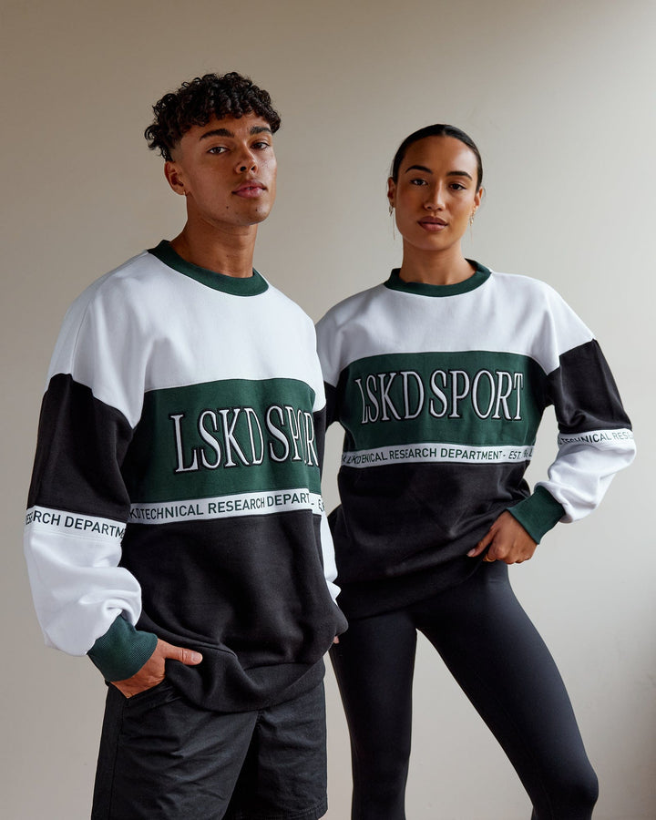 Man and Woman wearing Unisex Sportif Sweater Oversize - Vital Green-Multi