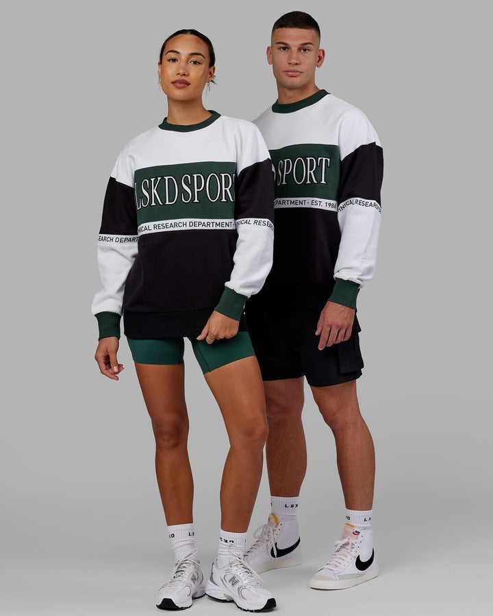 Man and Woman wearing Unisex Sportif Sweater Oversize - Vital Green-Multi