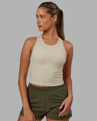 Woman wearing Squad Ribbed Tank - Bone