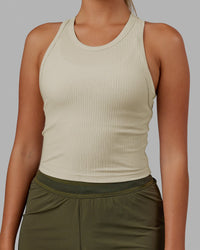Woman wearing Squad Ribbed Tank - Bone