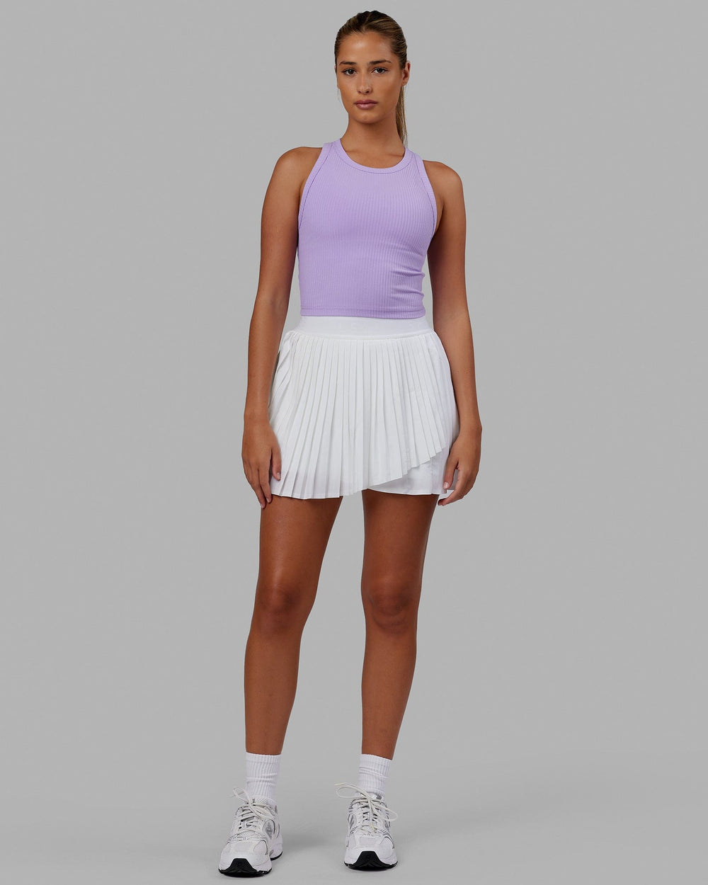 Woman wearing Squad Ribbed Tank - Pale Lilac