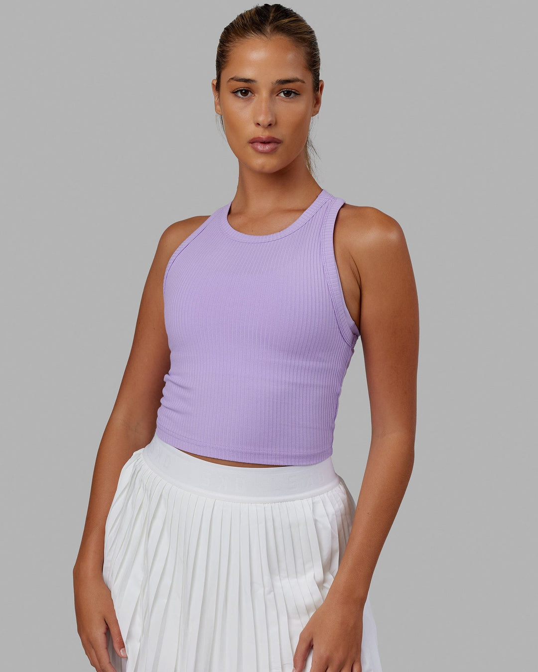 Woman wearing Squad Ribbed Tank - Pale Lilac