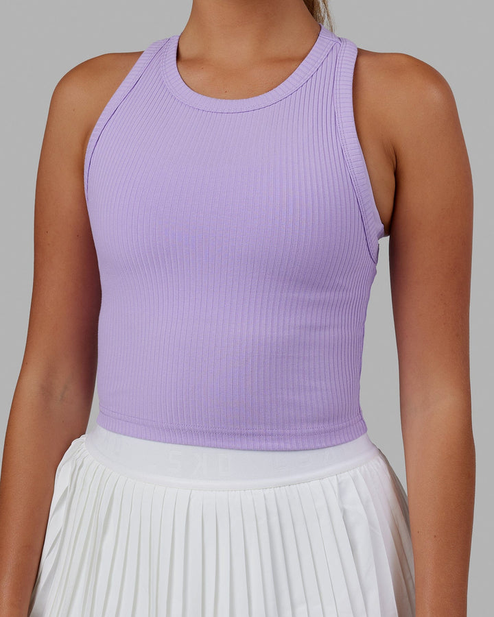Woman wearing Squad Ribbed Tank - Pale Lilac