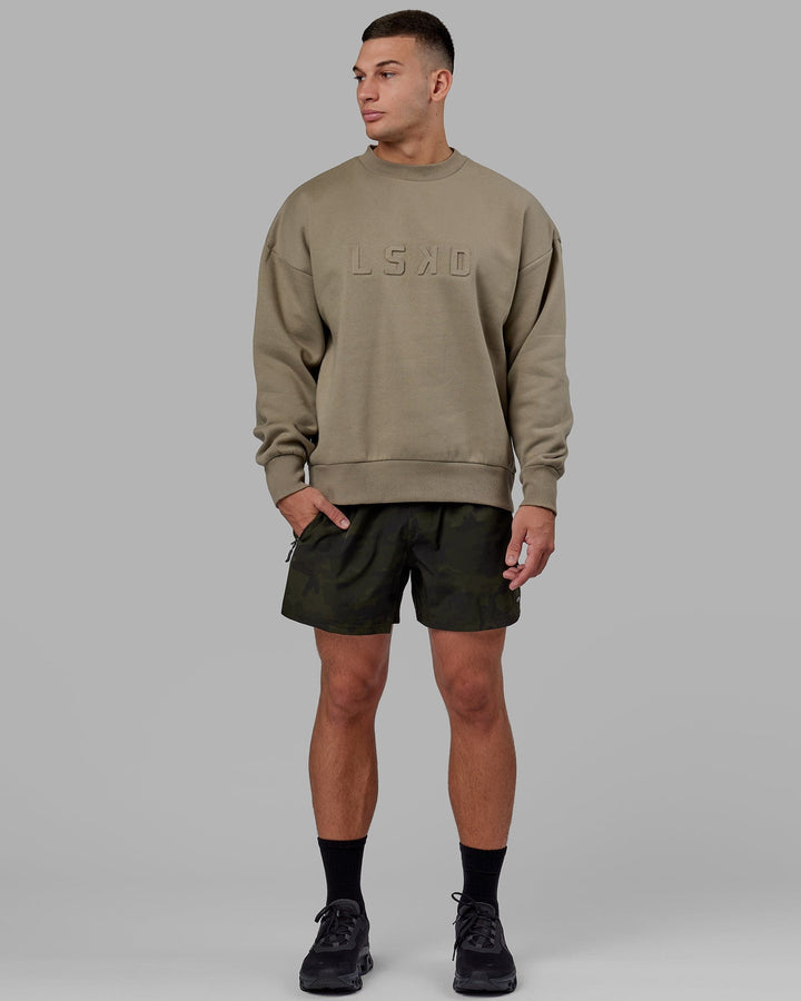 Man wearing Unisex Stamped Sweater Oversize - Laurel Oak