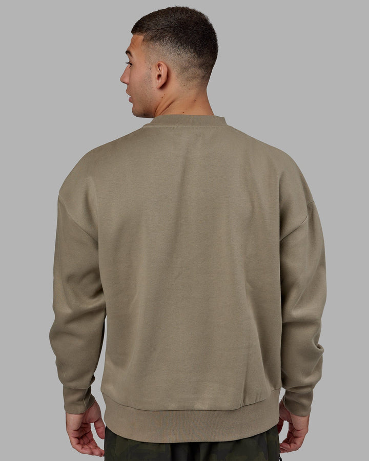 Man wearing Unisex Stamped Sweater Oversize - Laurel Oak