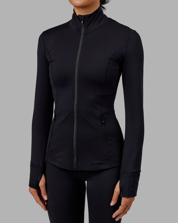 Woman wearing Stride Zip Through Jacket - Black