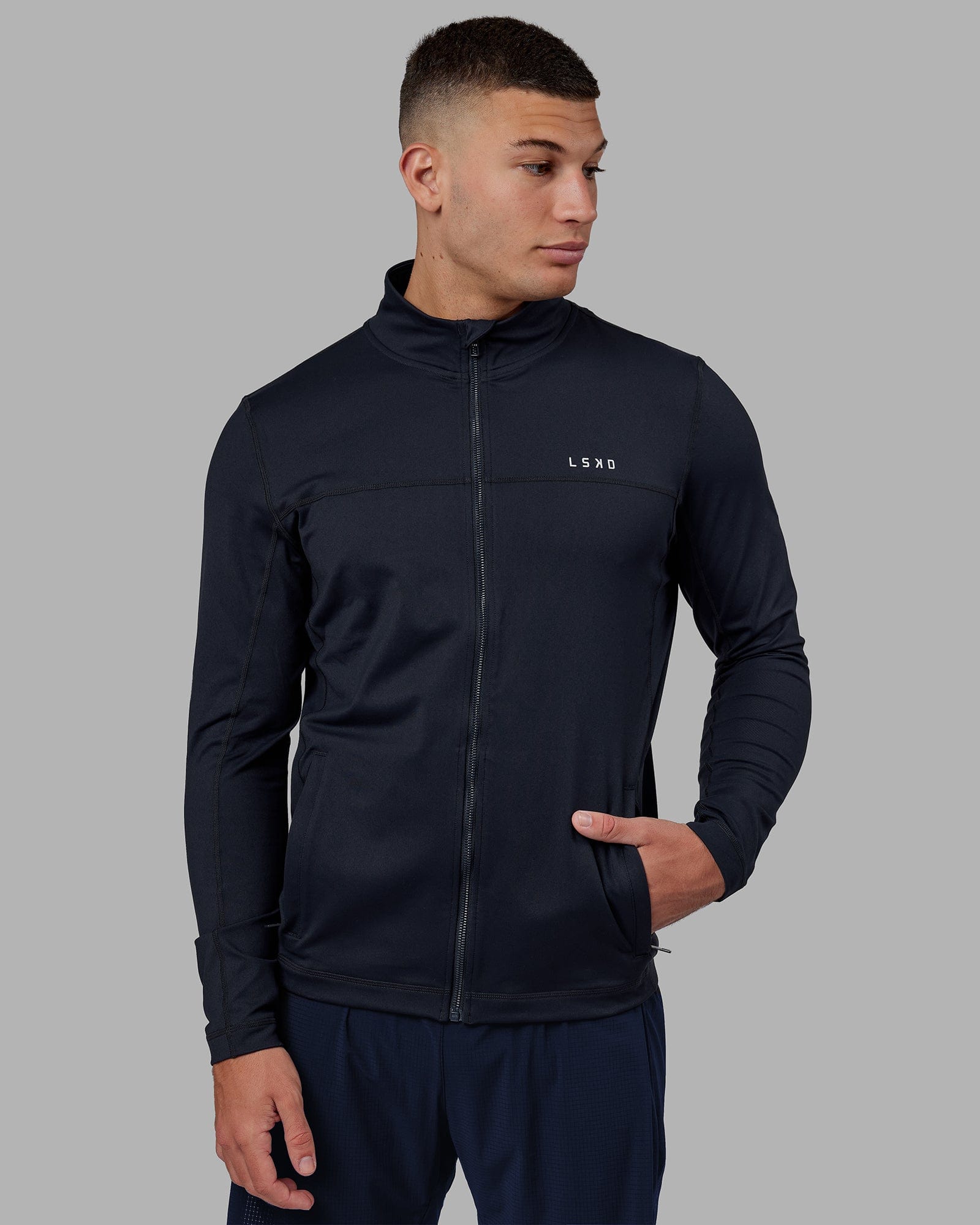 Stride Zip Through Performance Jacket - Navy | LSKD