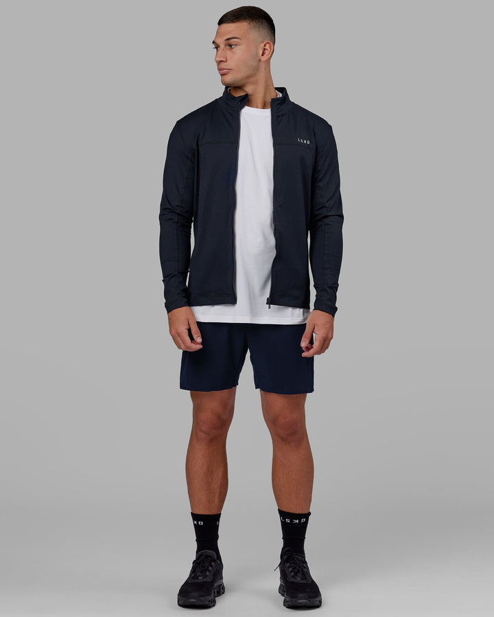 Man wearing Stride Zip Through Performance Jacket - Navy