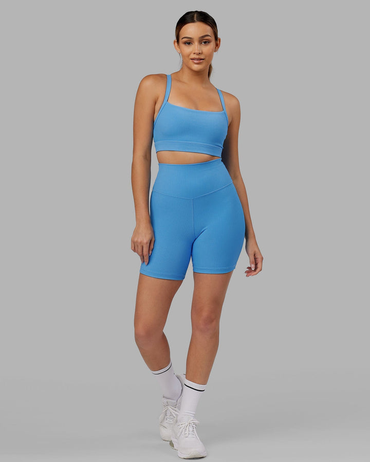 Strike Ribbed Mid Short Tights - Azure Blue