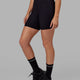 Woman Wearing Strike Ribbed Mid Short Tights - Black