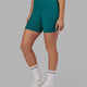 Woman Wearing Strike Ribbed Mid Short Tights - Sea Green