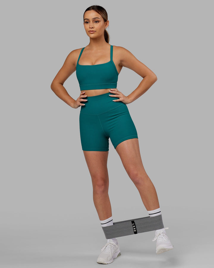Woman Wearing Products Strike Ribbed X-Short Tights - Sea Green