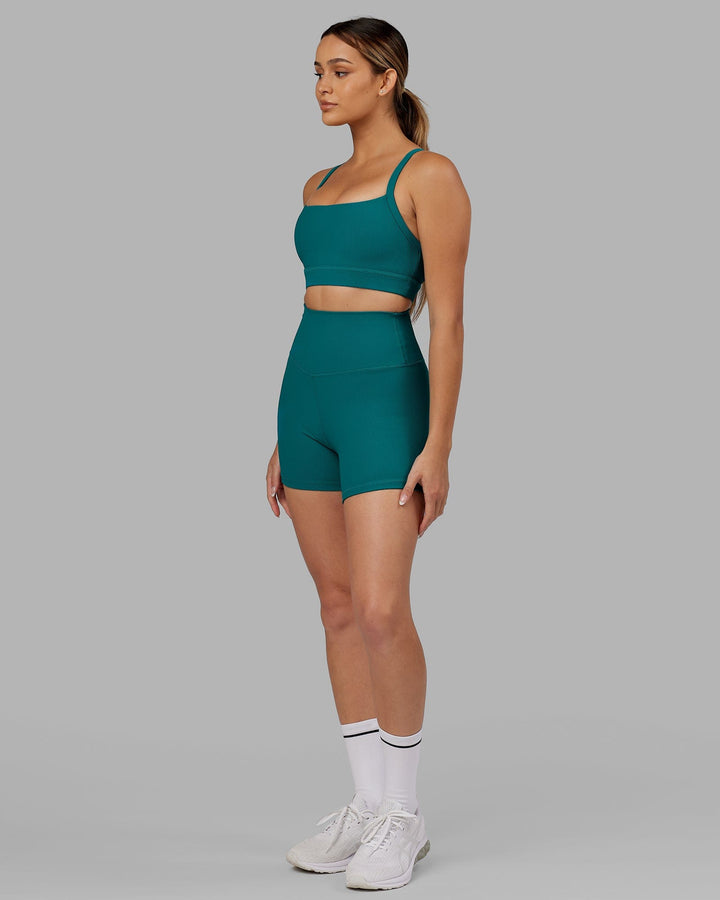 Woman Wearing Products Strike Ribbed X-Short Tights - Sea Green