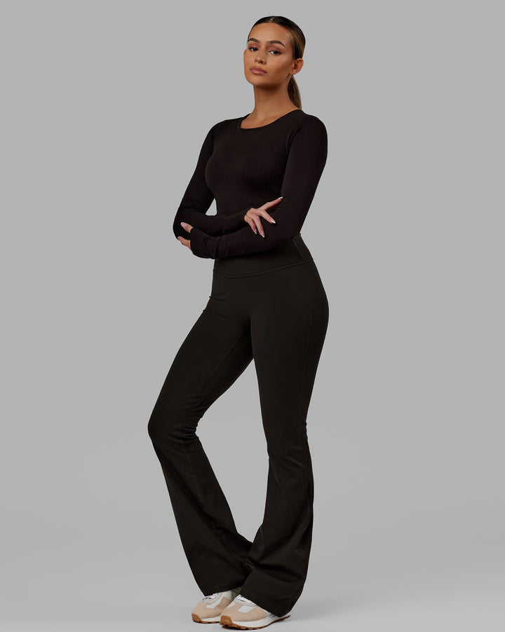 Woman wearing Ultra Soft Seamless Long Sleeve Top - Dark Walnut