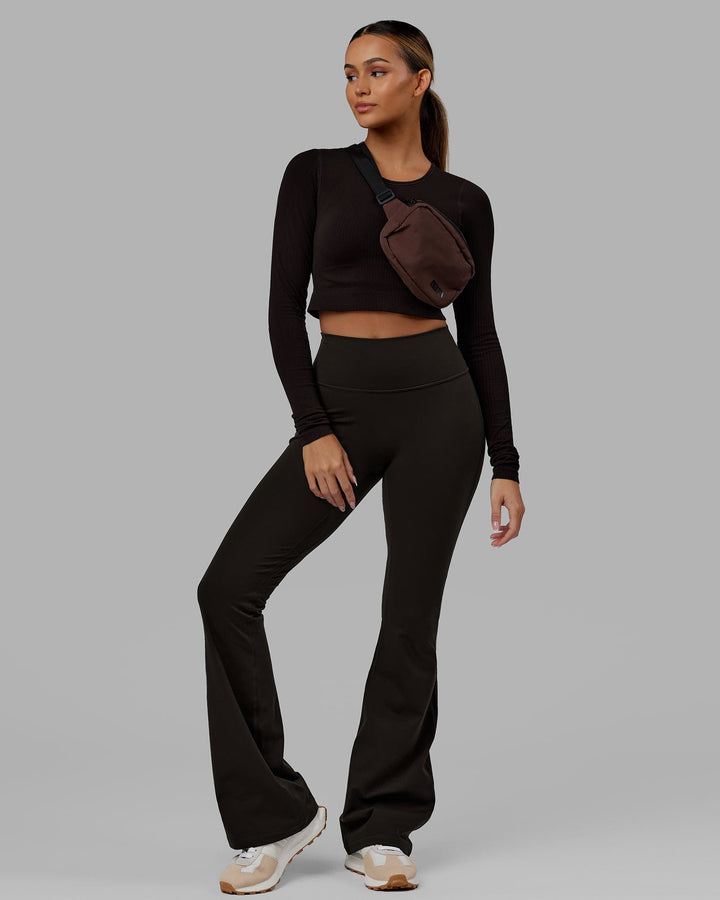 Woman wearing Ultra Soft Seamless Long Sleeve Top - Dark Walnut