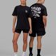 Man and Woman wearing Unisex Good Times Heavyweight Tee Oversize - Black-White