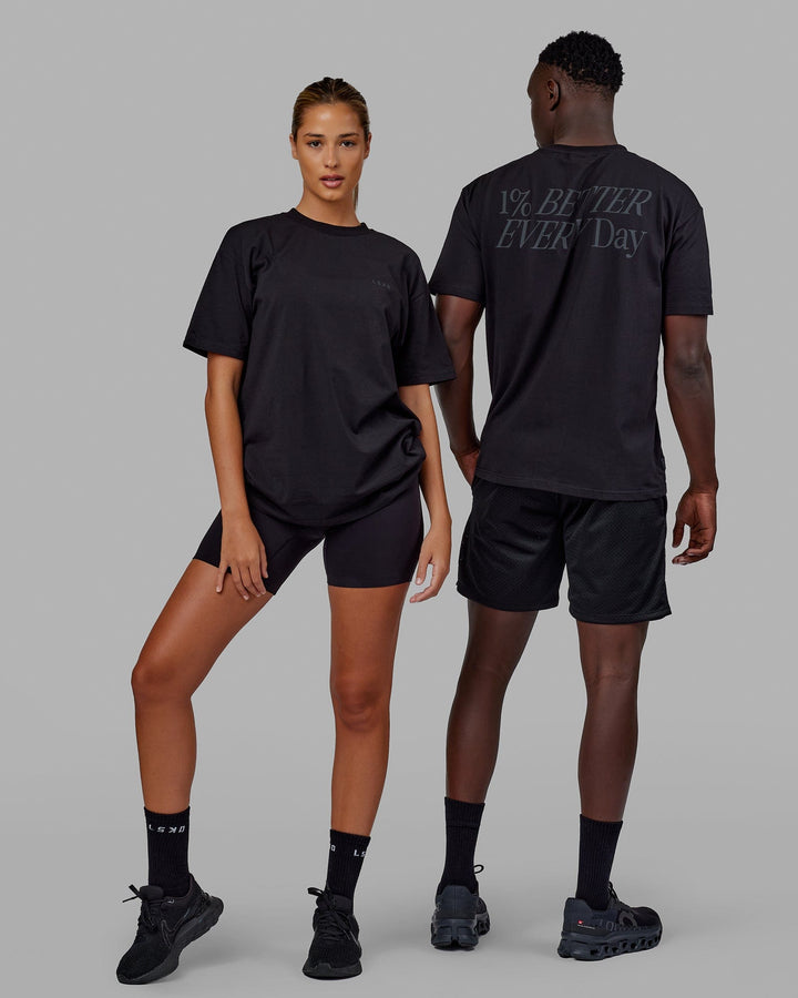 Duo wearing Unisex VS6 FLXCotton Tee Oversize - Triple Black