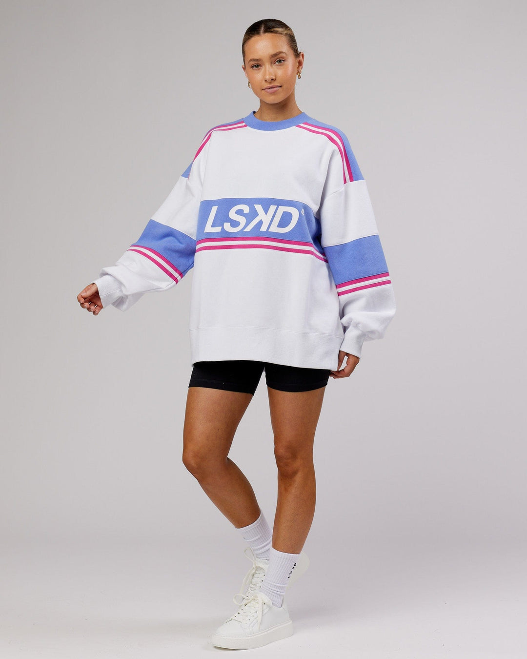 Unisex A-Team Sweater Oversize - White-Cornflower Blue