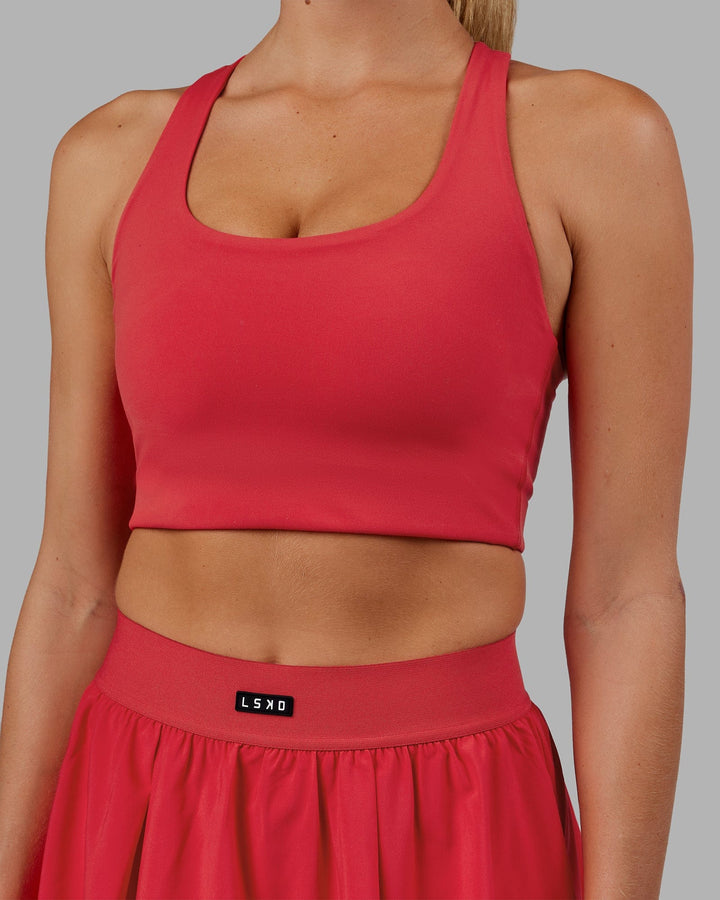 Woman wearing Ace Long Line Bra - Scarlet