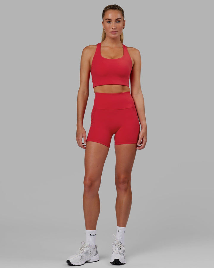 Woman wearing Ace Long Line Bra - Scarlet